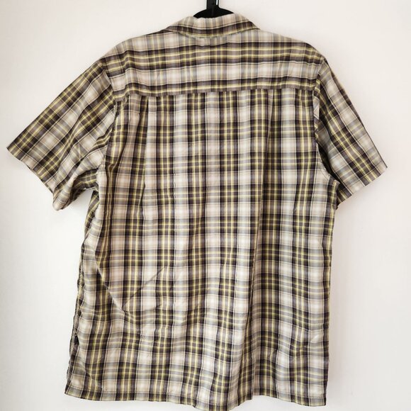 The North Face TNF Green Plaid Short Sleeve Button Down Shirt Hiking Camping L - Picture 2 of 8